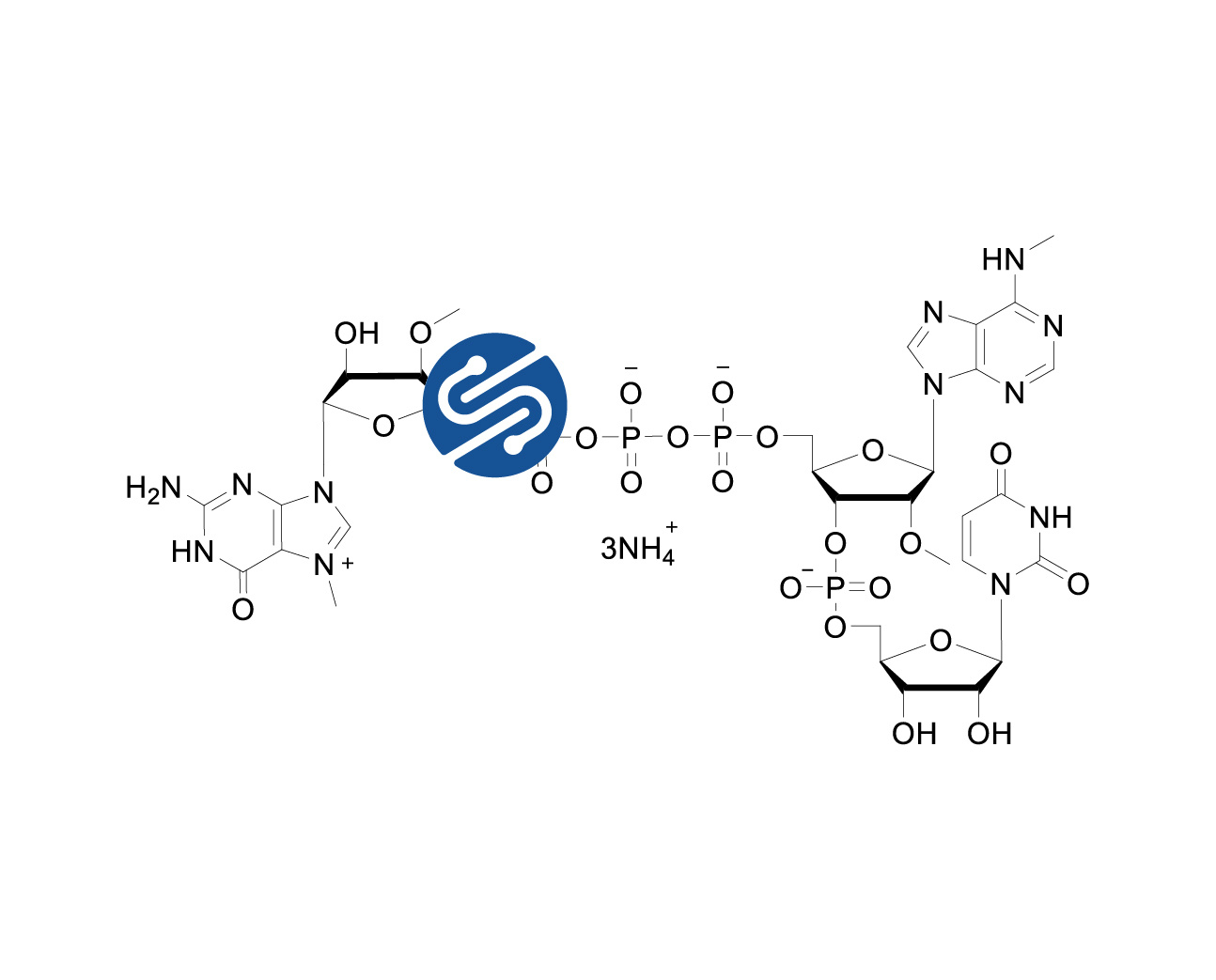 CAP m7(3'-OMeG)(5')vppp(5')(2'-OMe, m6A)pU 100mM Ammonium Solution